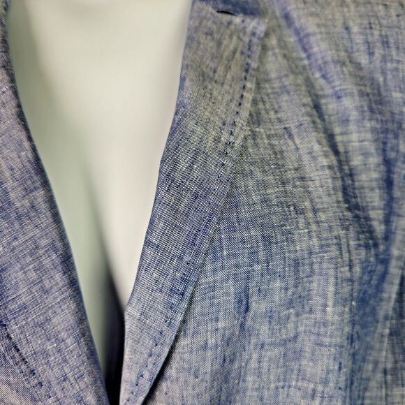 Talbots Blazer Jacket Women 22WP Chambray Blue 100% Linen Professional Career - Picture 12 of 16